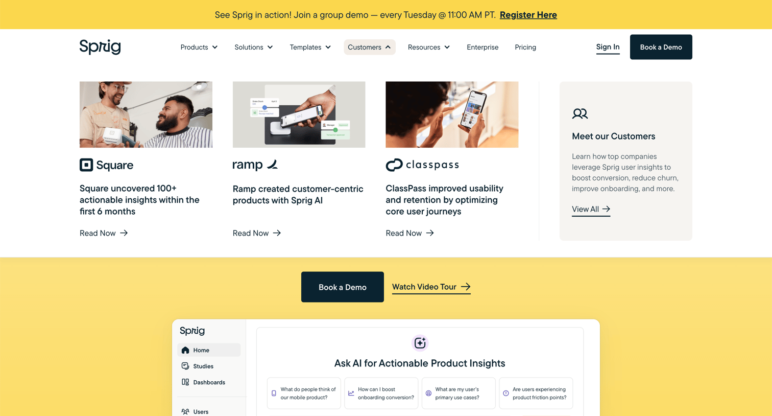 Sprig - Sprig All-In-One Product Experience Platform screen
