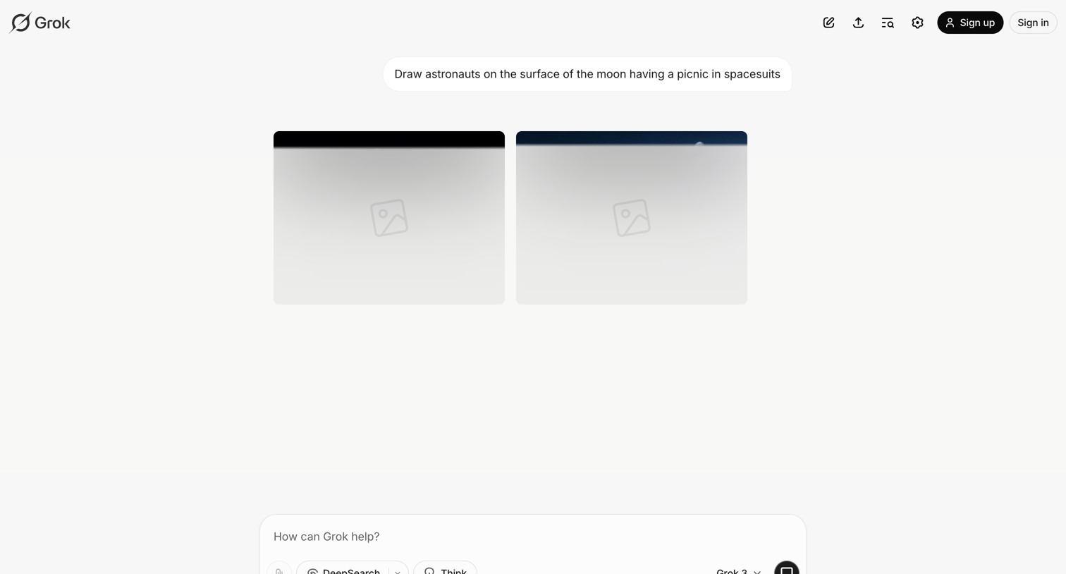 Grok - New conversation - Grok screen