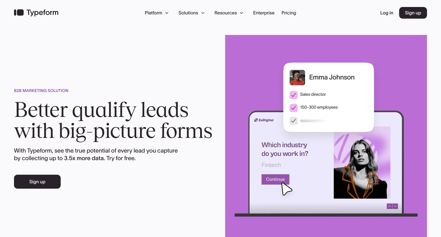 Typeform - Better qualify leads with big-picture forms screen