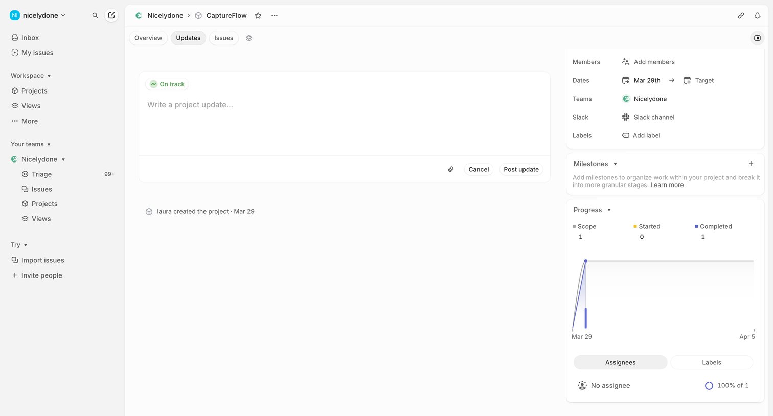 Linear - CaptureFlow › Updates screen