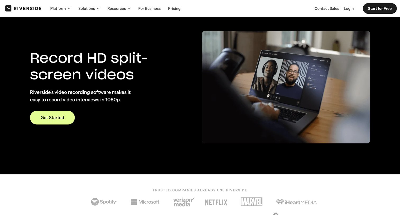 Riverside - Split-screen video screen