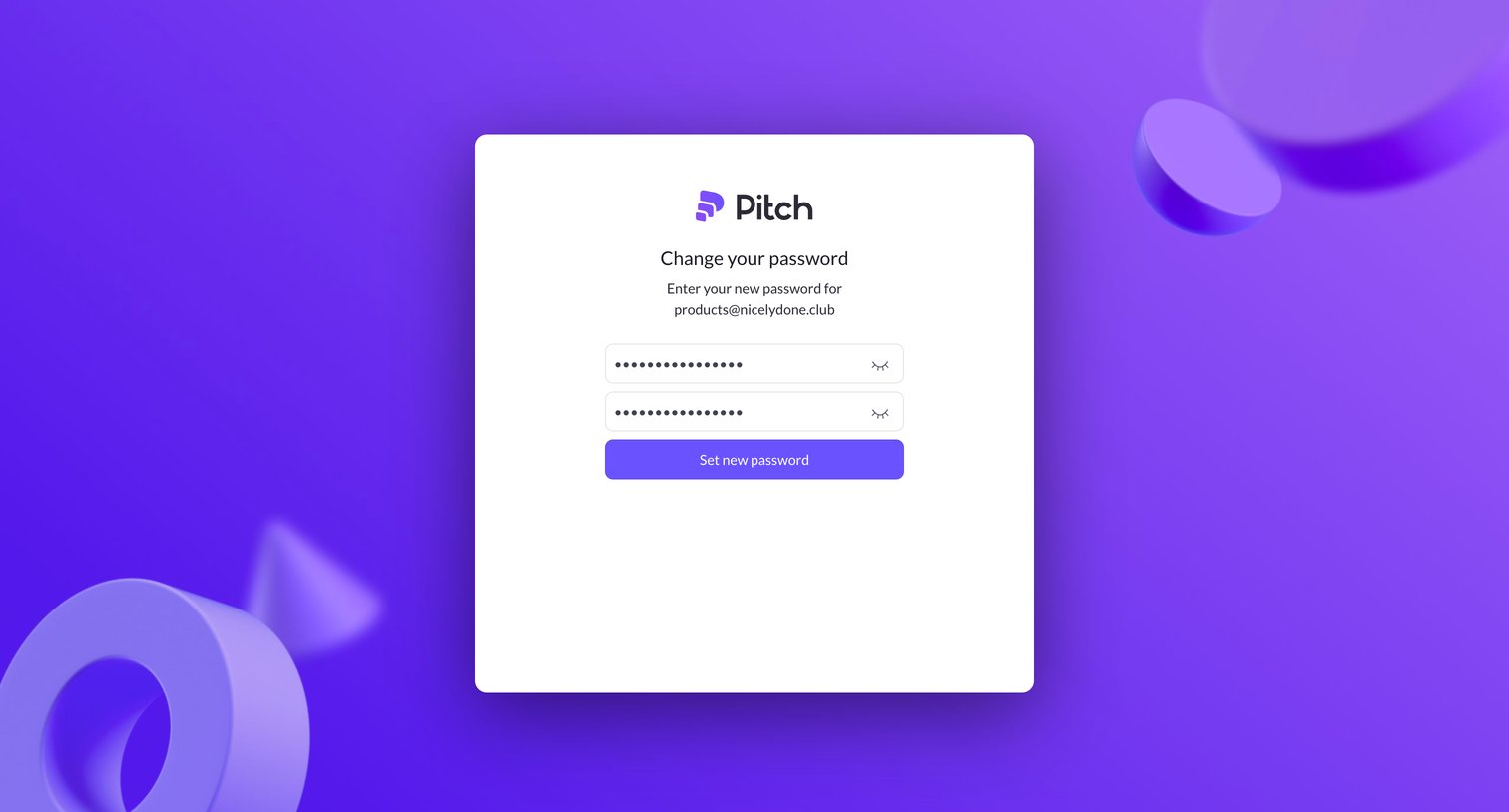 Pitch - Login to Pitch screen