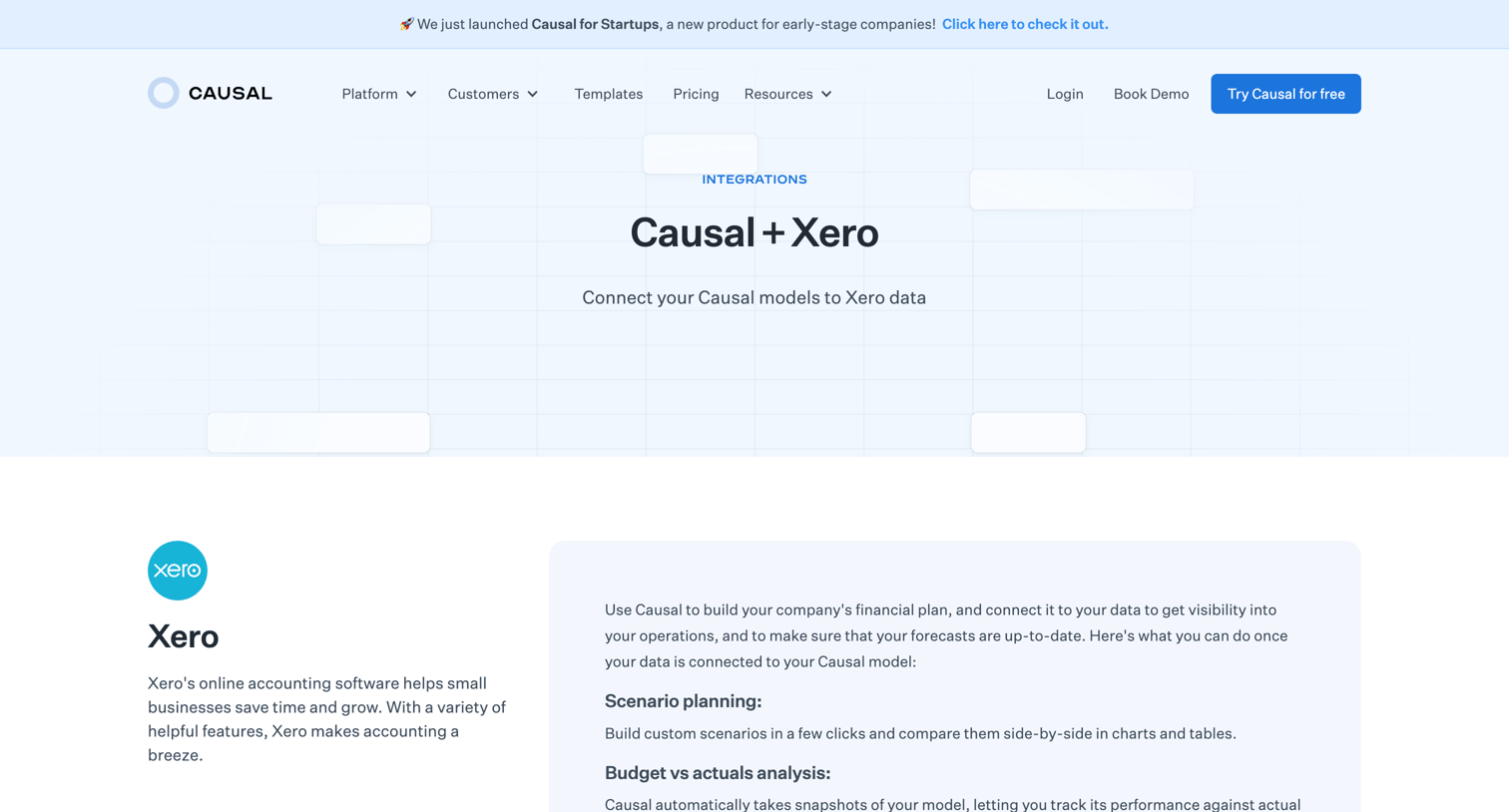 Causal - Xero Integration - Causal screen