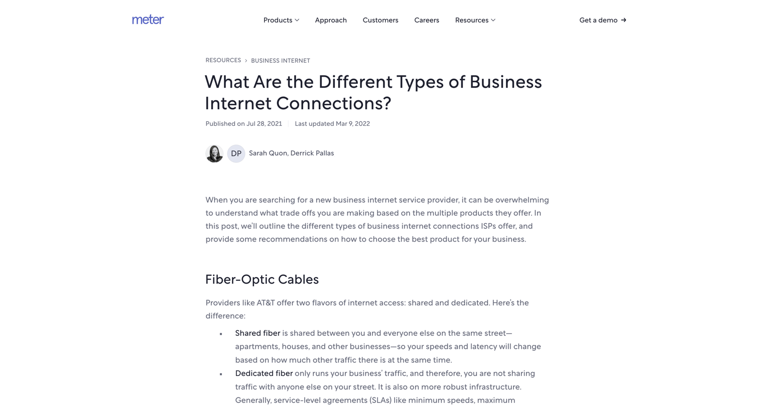 Meter - What Are the Different Types of Business Internet Connections screen