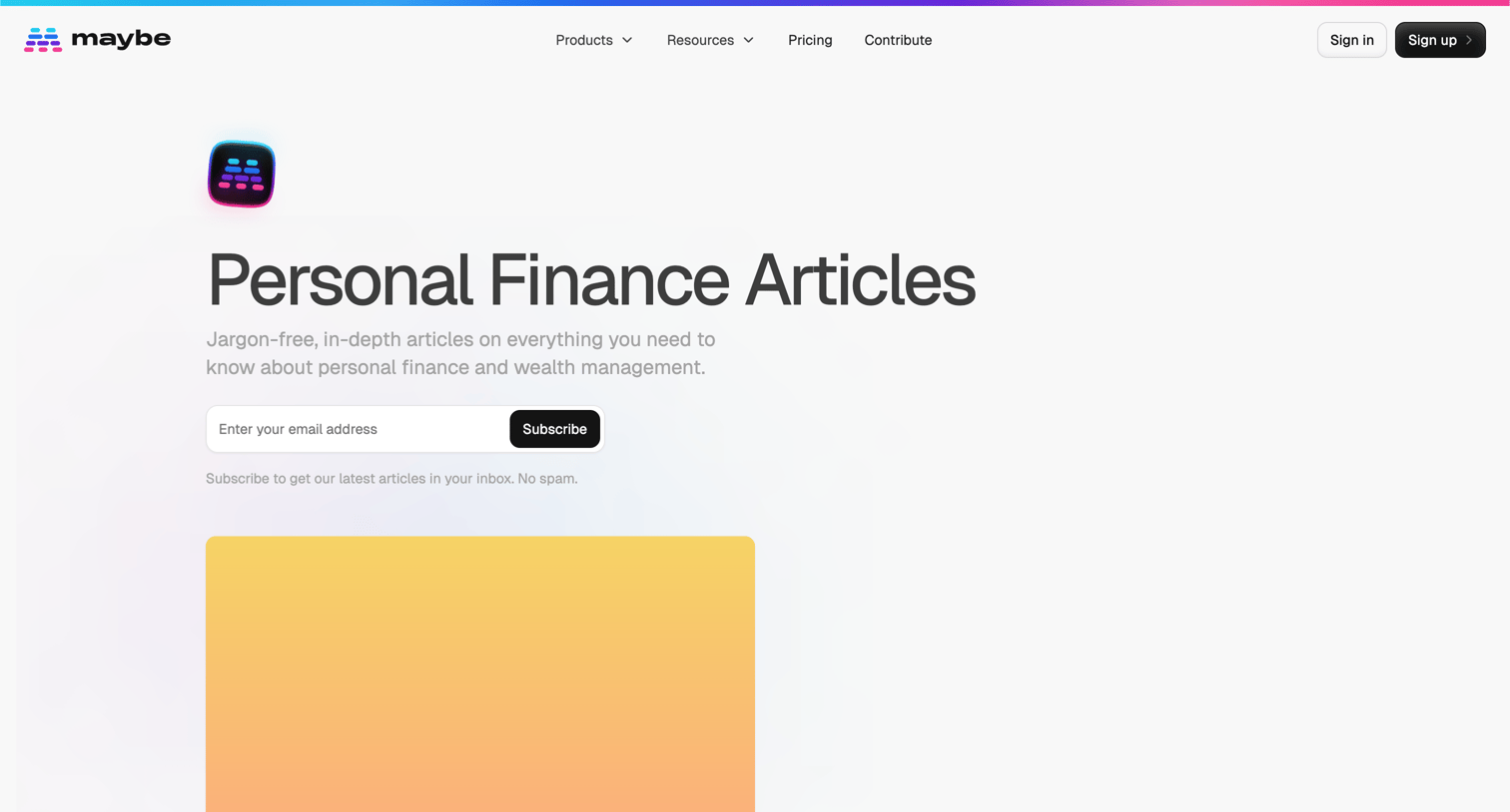 Maybe Finance - Personal Finance Articles - Maybe Finance screen