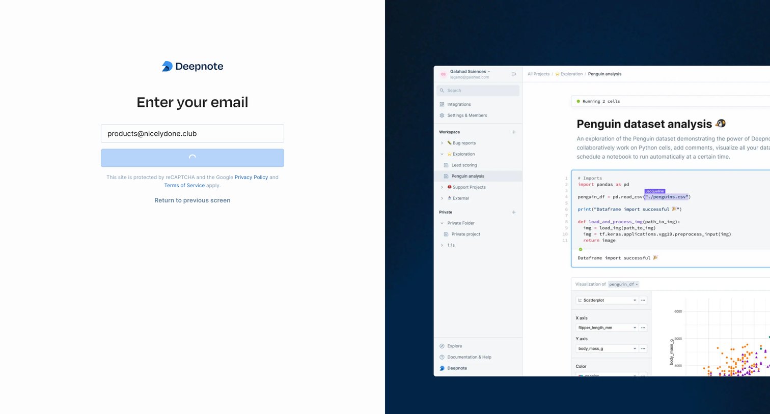 Deepnote - Sign in screen