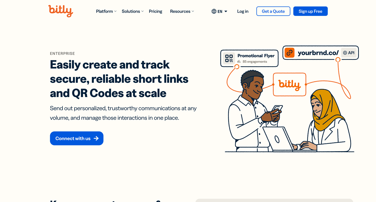 Bitly - Enterprise Businesses | Bitly Connections Platform screen