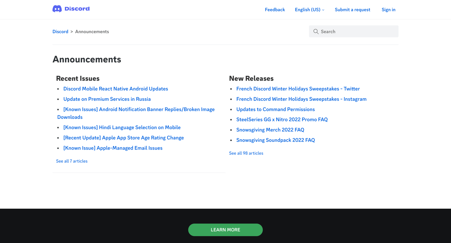 Discord - Announcements – Discord screen