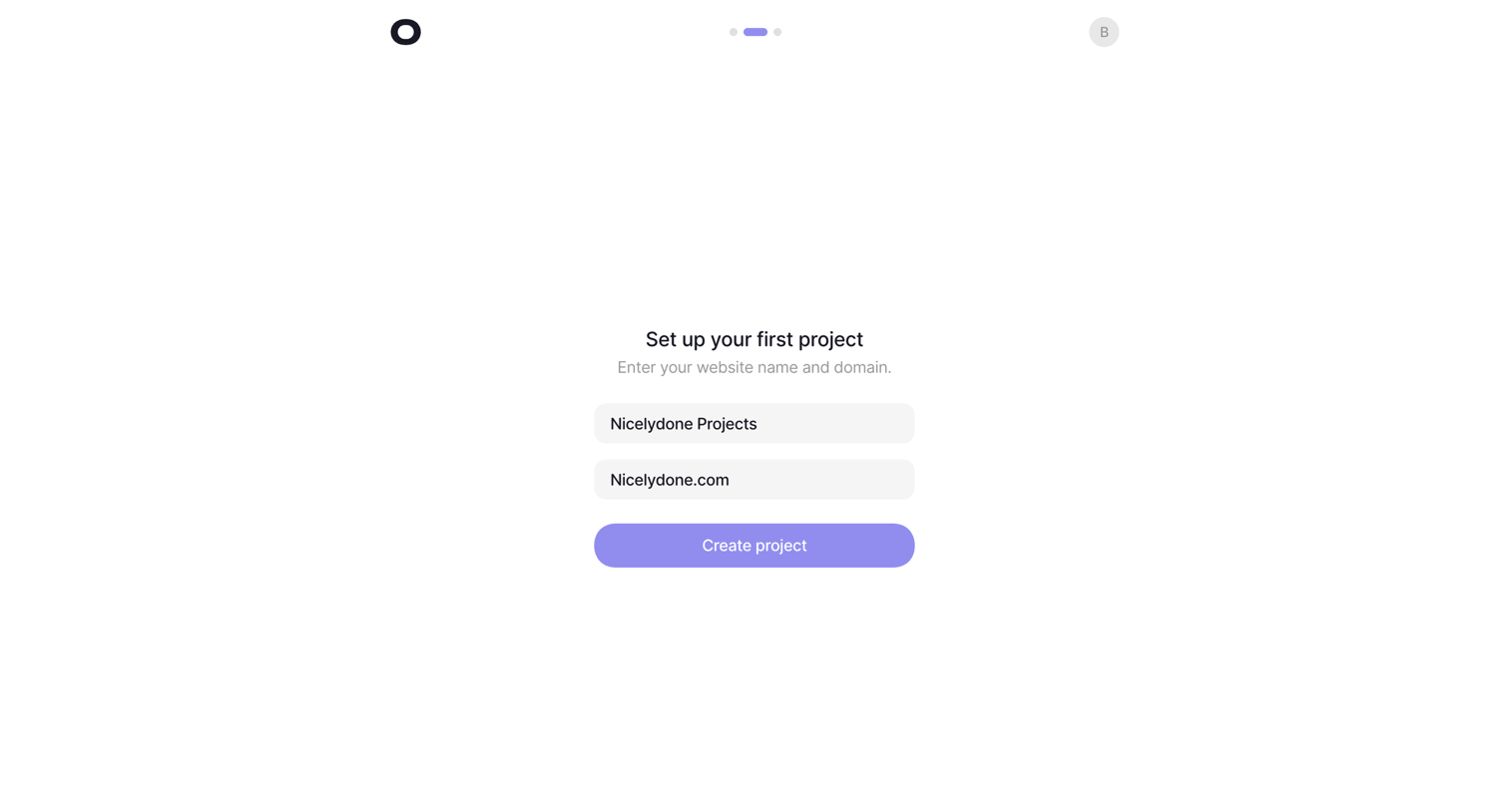 Visitors - visitors.now/onboarding/project screen