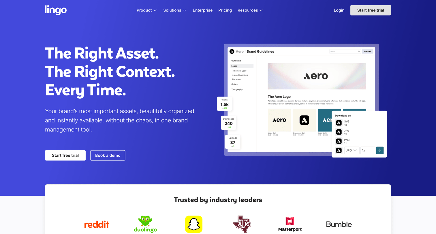 Lingo - Lingo Design Asset Library, Brand & System Management screen