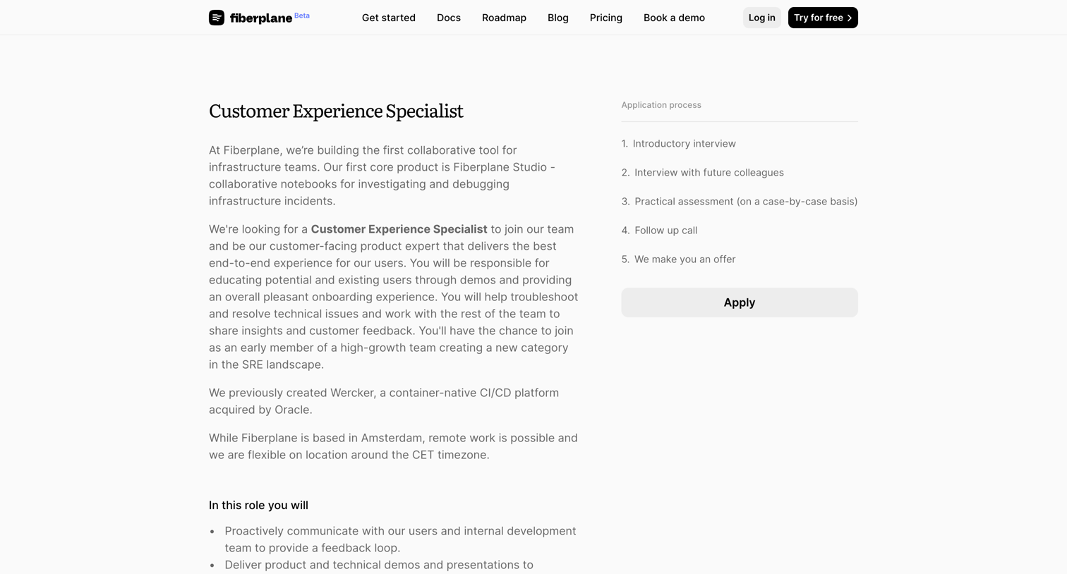 Fiberplane - Fiberplane - Customer Experience Specialist screen
