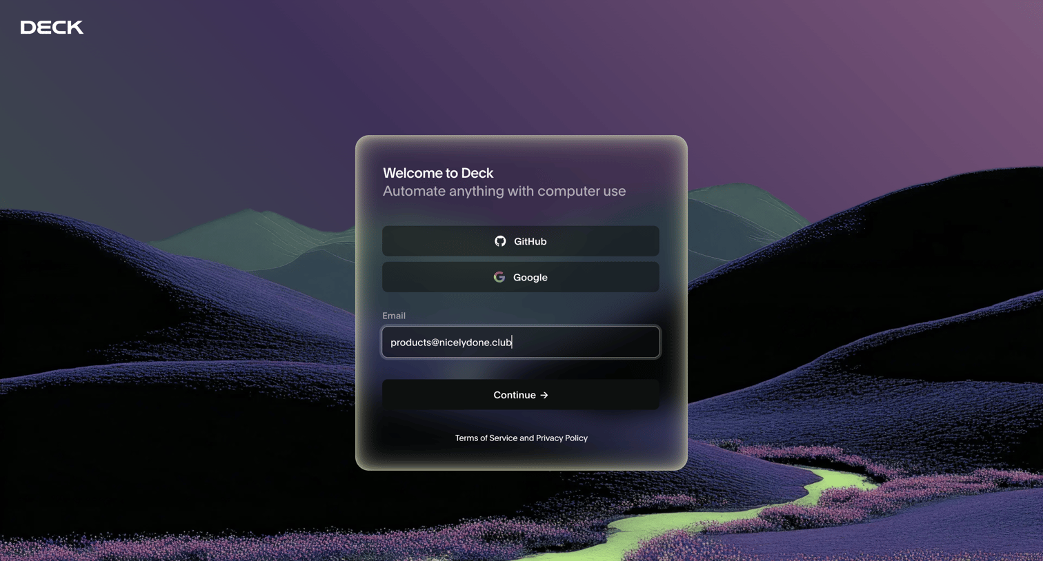 Deck - Deck Console screen