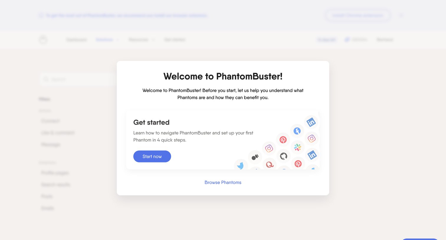 PhantomBuster - Sign up | PhantomBuster screen