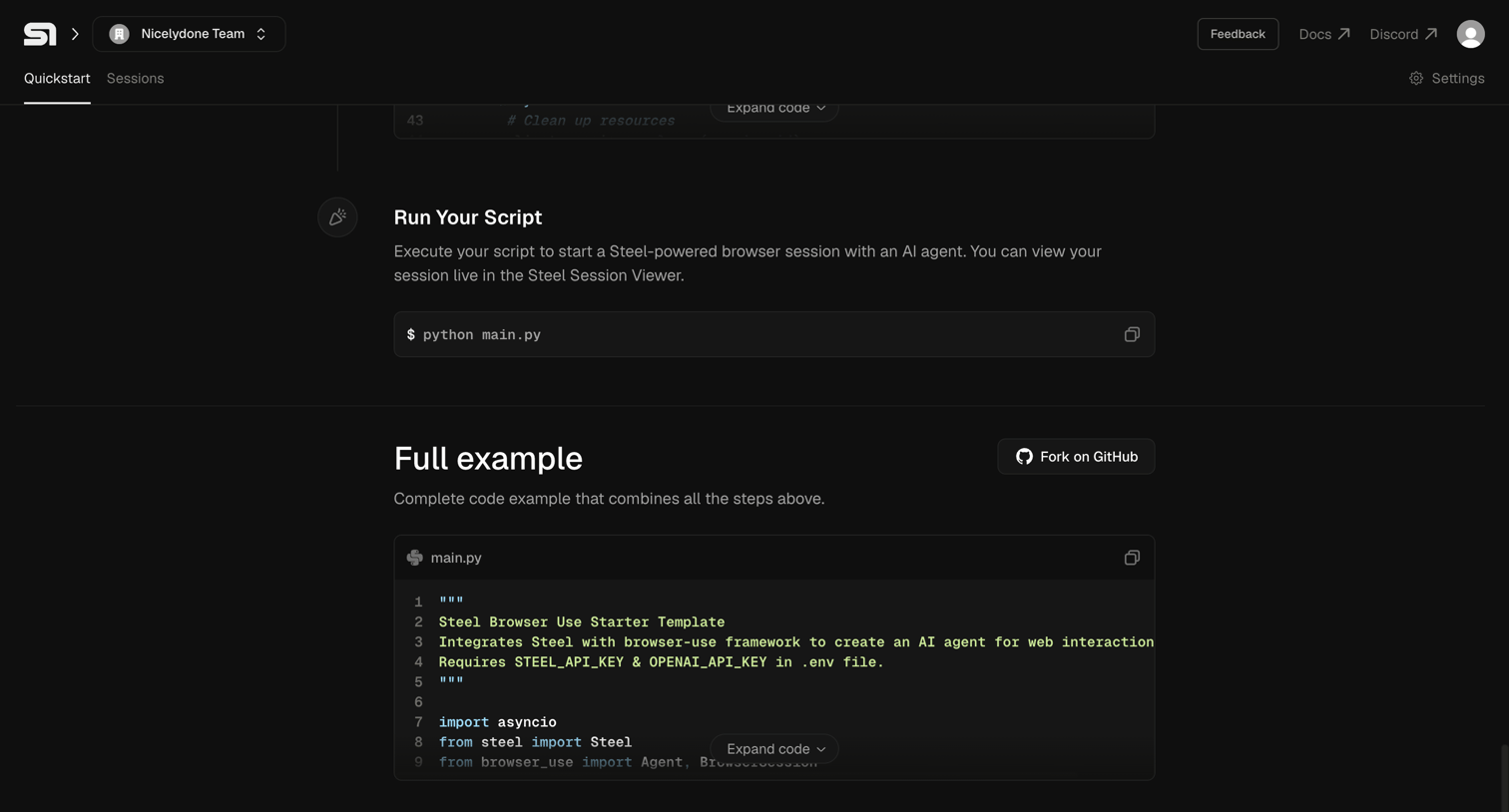 Steel - Steel | Open-source Headless Browser API screen