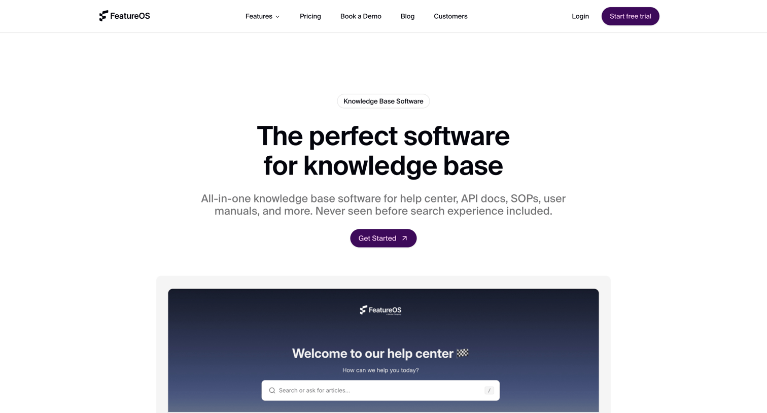 FeatureOS - Self-service Knowledge Base (Help Center) FeatureOS screen