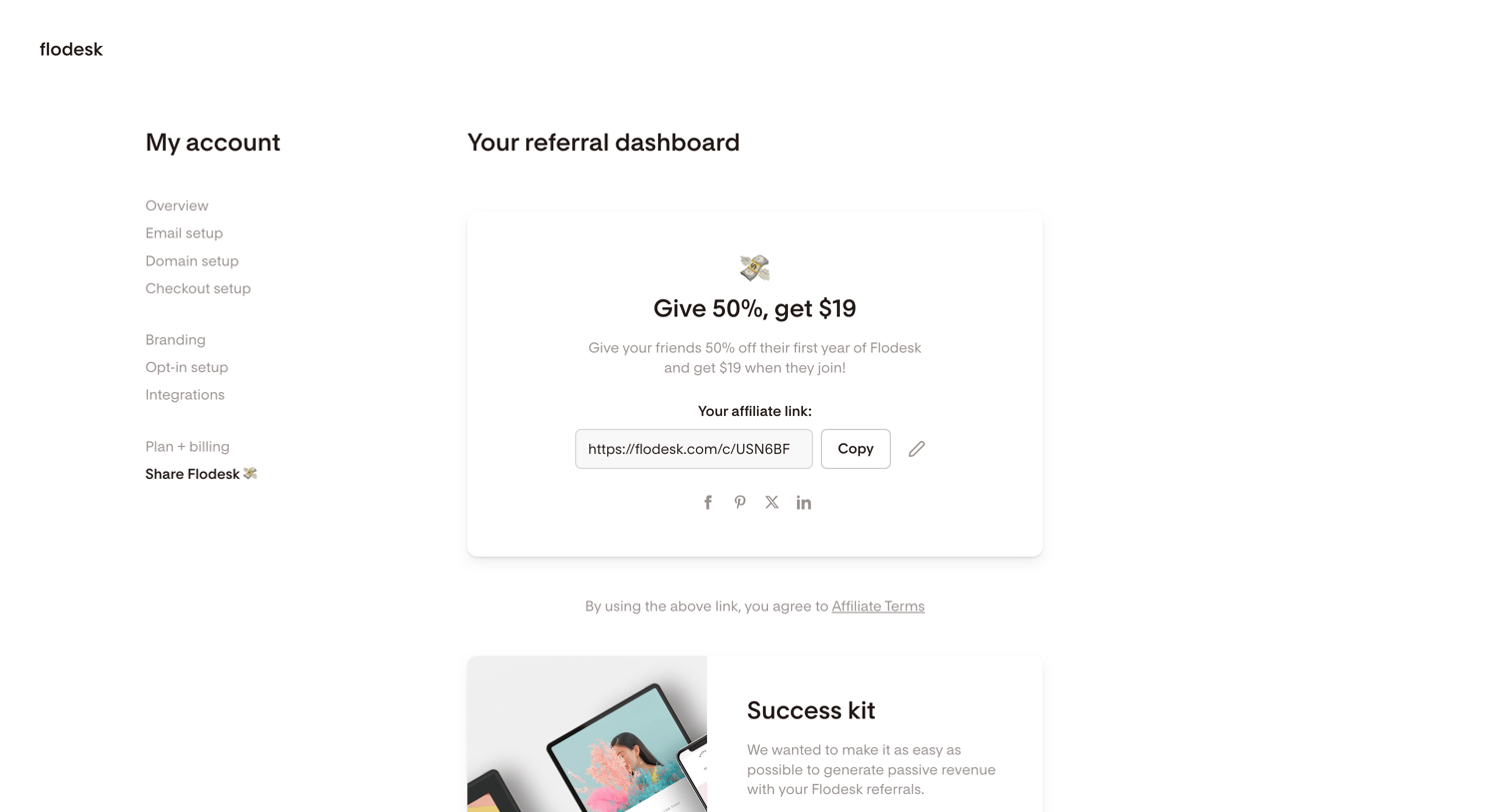 Flodesk - Share Flodesk | Flodesk screen