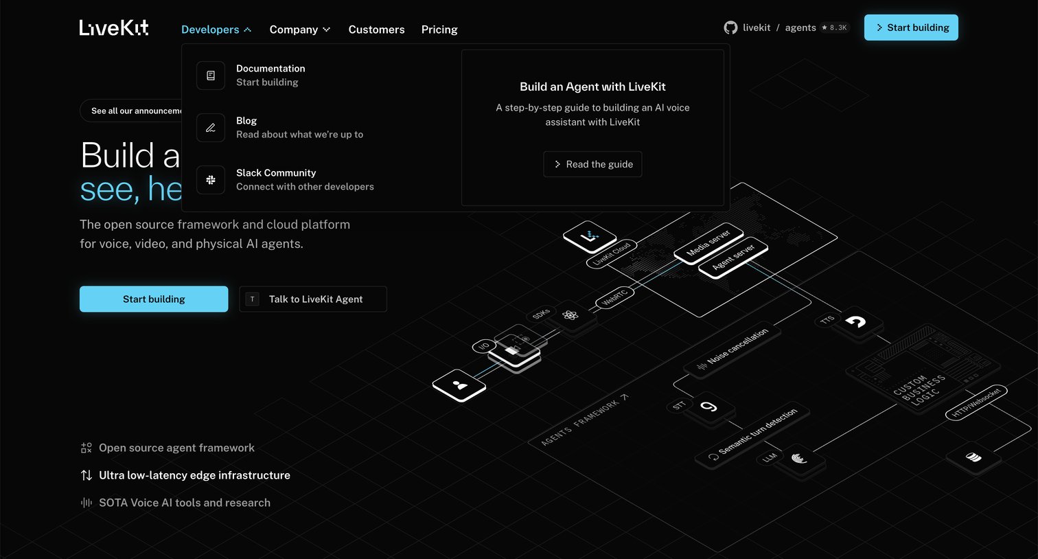 Livekit - Build voice, video, and physical AI  LiveKit screen