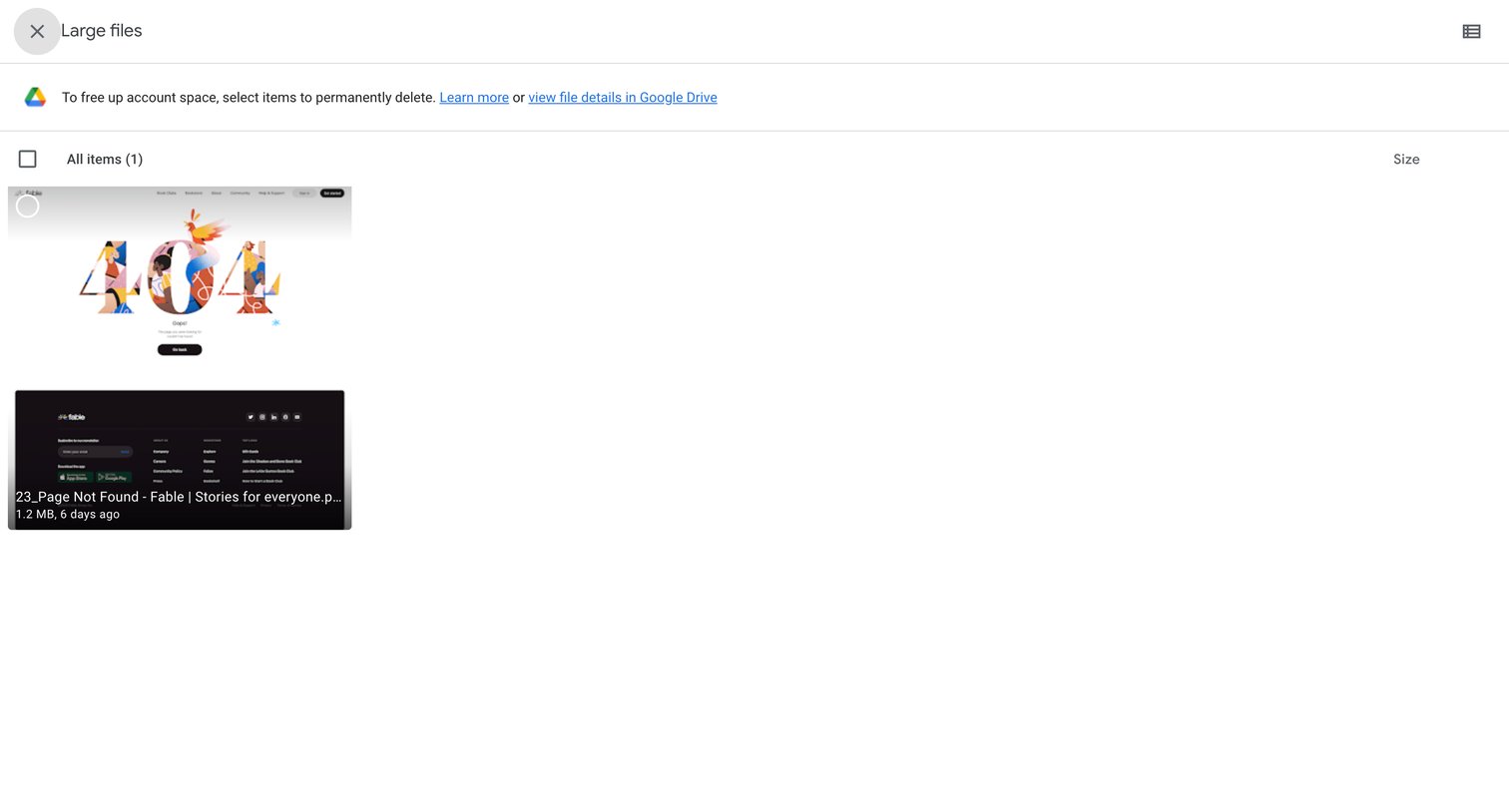Google One - Google One Storage Management screen