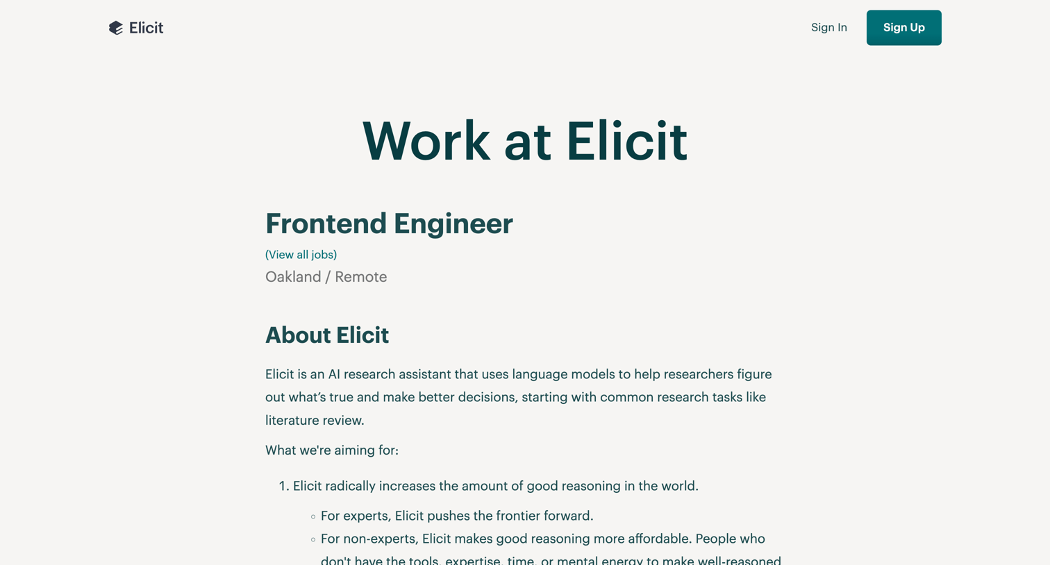 Elicit - Careers at Elicit screen