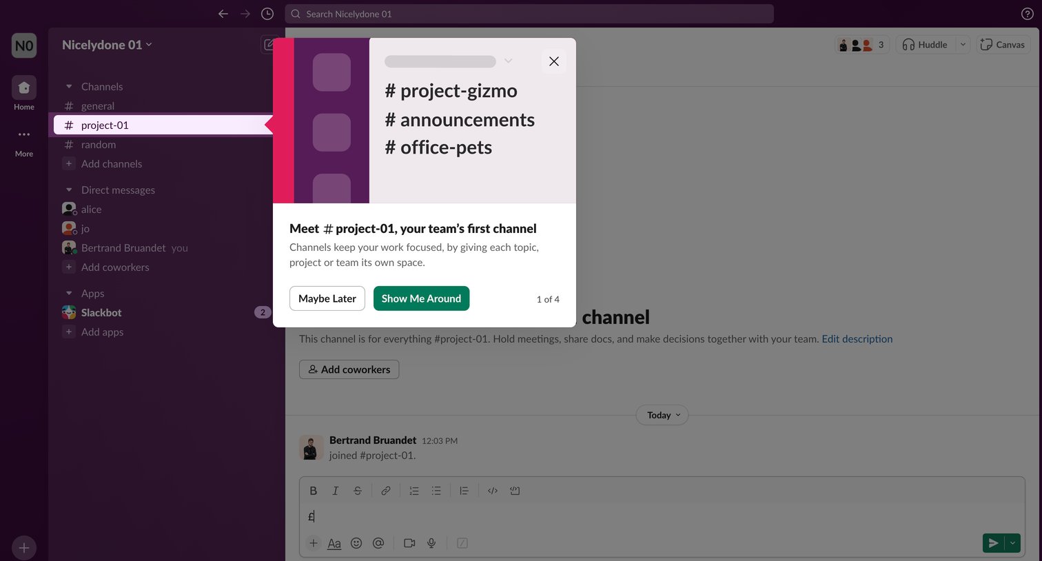 Slack - project-01 Channel - Nicelydone 01 - Slack screen