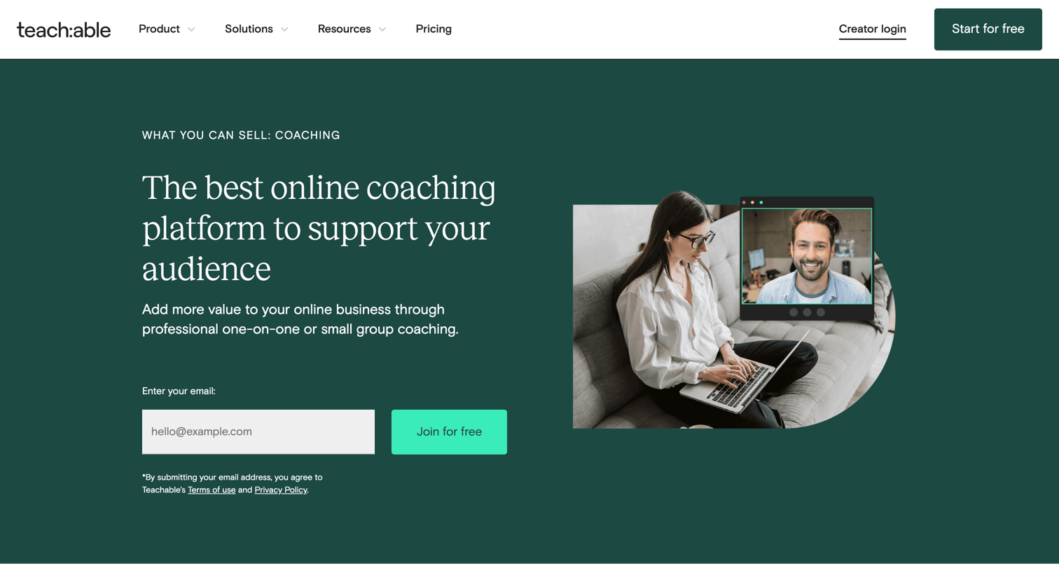 Teachable - Best Online Coaching Platform - Teachable screen