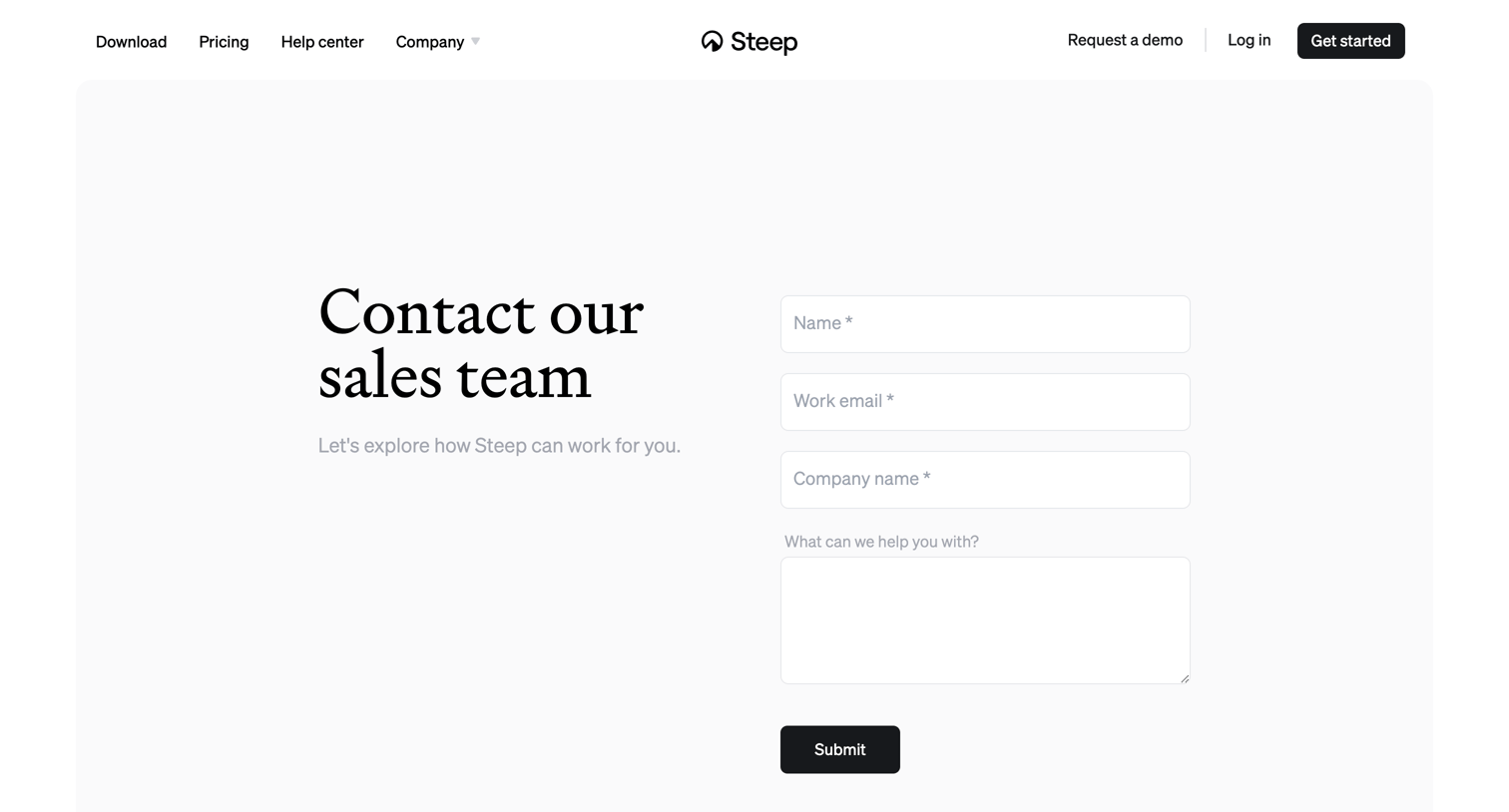 Steep - Steep - Contact screen