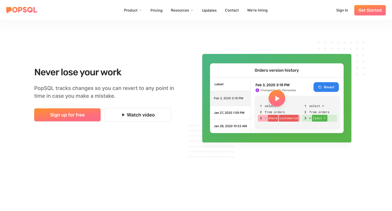 PopSQL - Version History | PopSQL screen