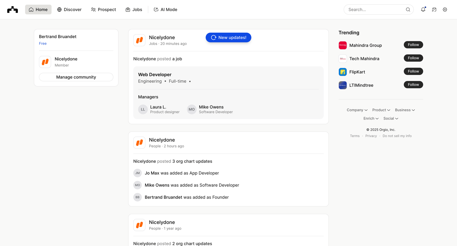 The org - Home | The Org screen