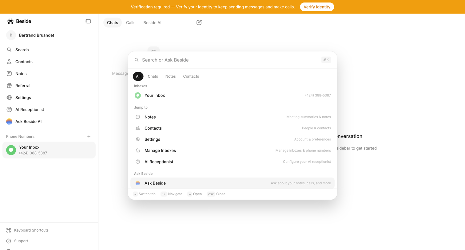 Beside - Chats - Your Inbox - Beside screen