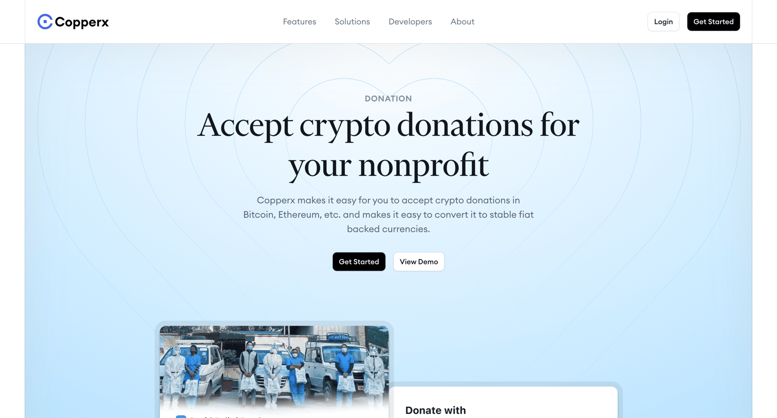 Copperx - Accept crypto donations for your nonprofit - Copperx screen