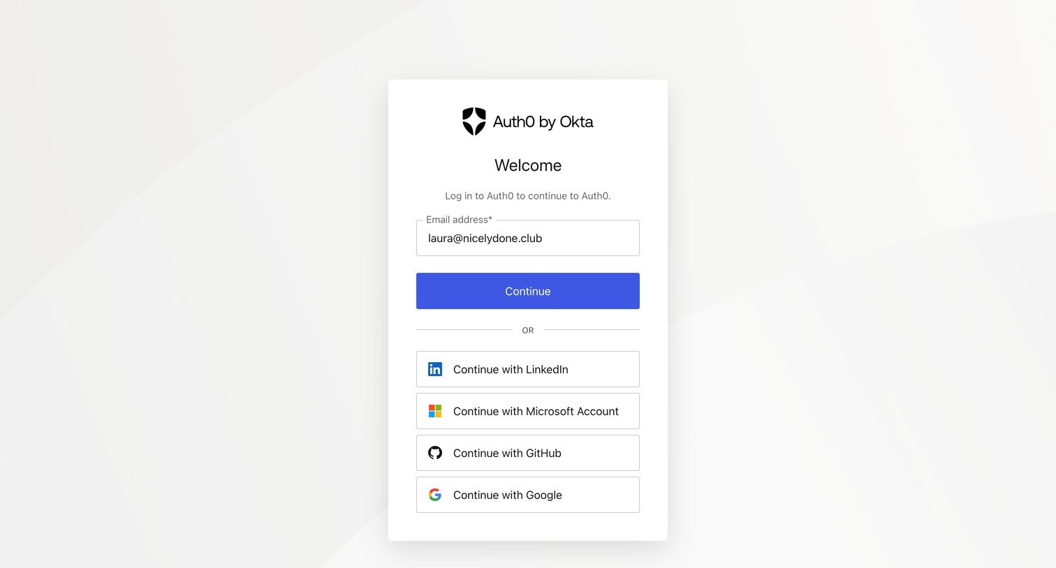 Auth0 - Log in | Auth0 screen