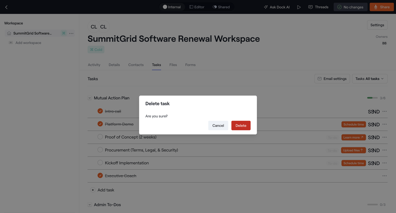 Internal · SummitGrid Software Renewal Workspace from Dock