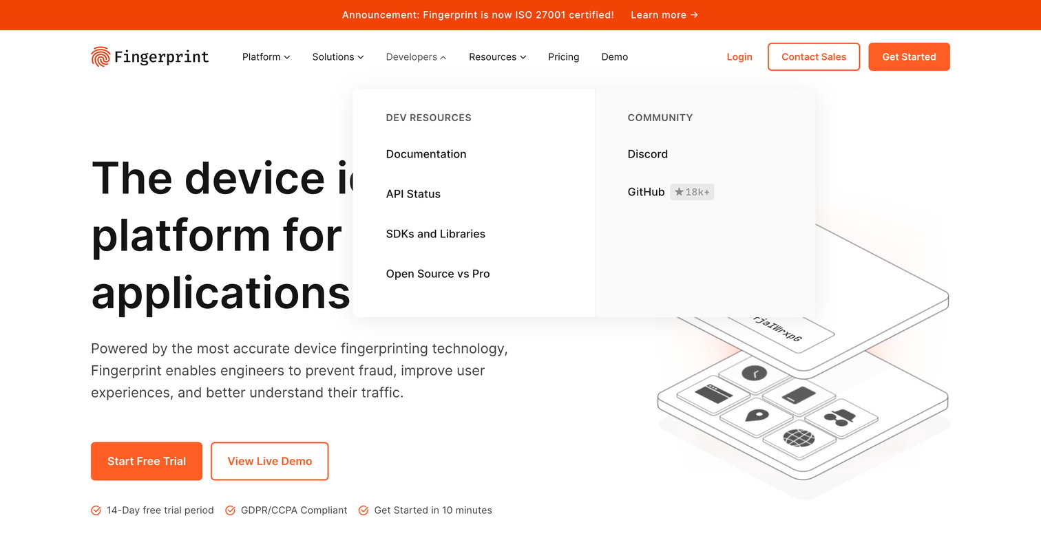 Fingerprint - Fingerprint Pro - Formerly FingerprintJS - Device fingerprinting screen
