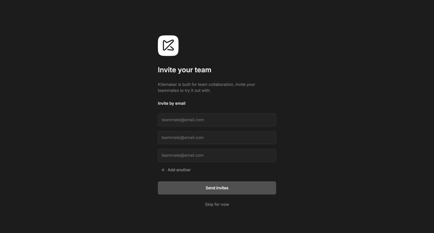 Kitemaker - Kitemaker · Create organization screen