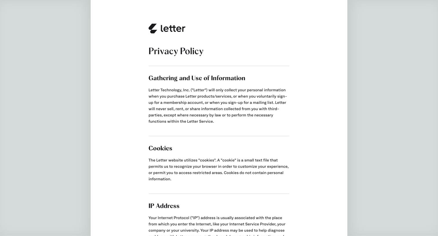 Letter - Letter | Better than banking screen