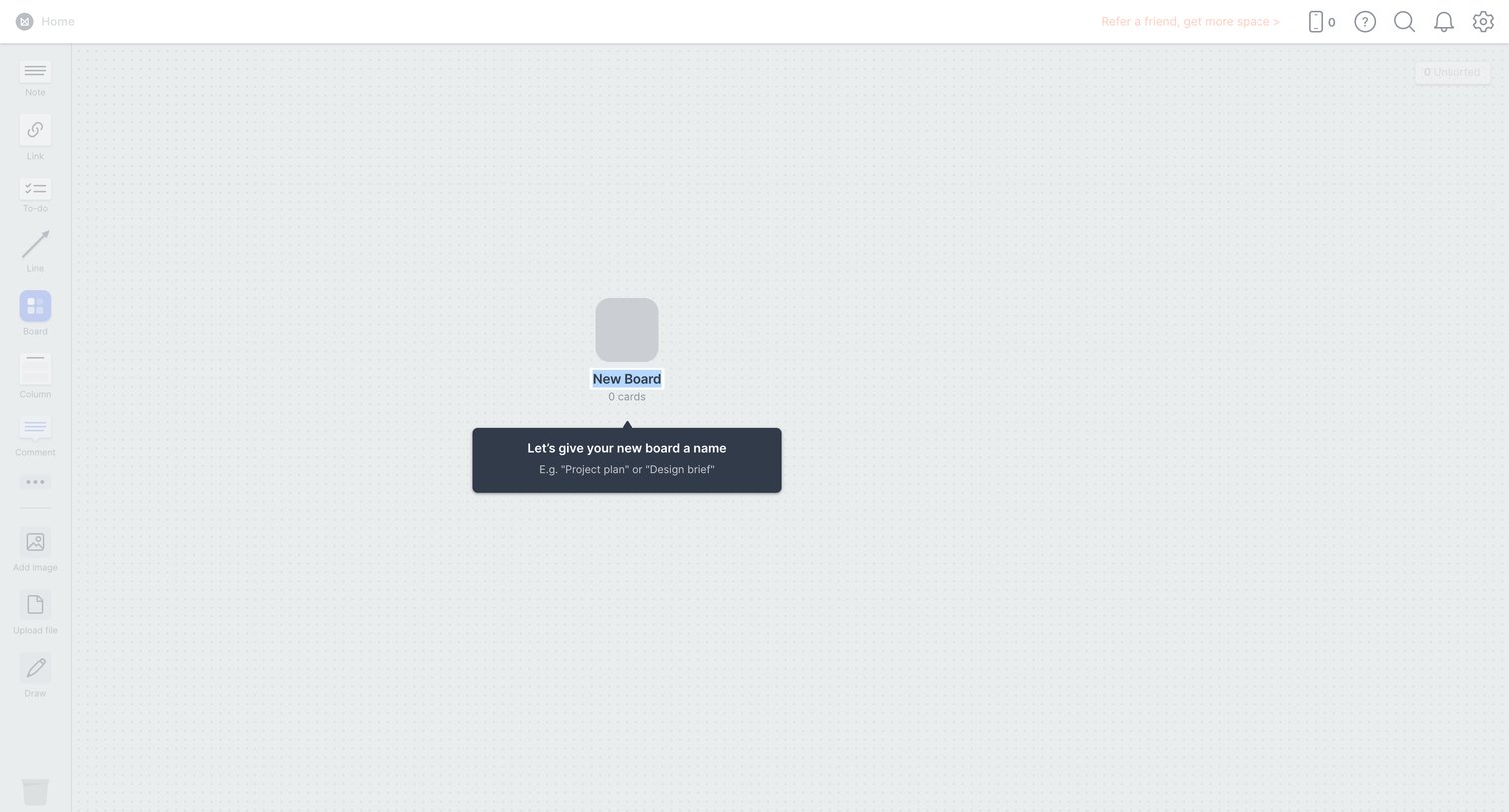 Milanote screen
