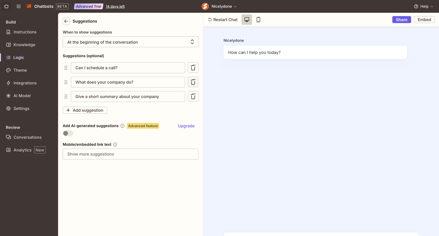Zapier - Chatbots - Nicelydone screen
