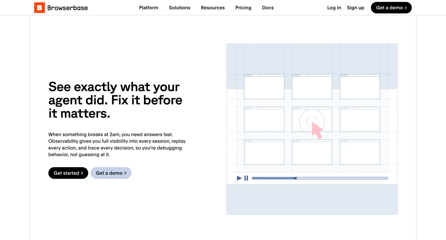 Browserbase - Observability  Browserbase screen