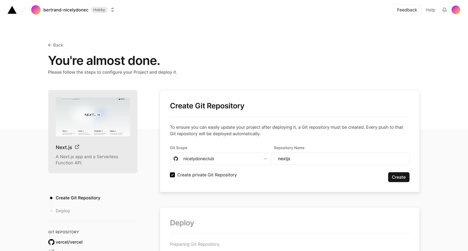 New Project – Vercel from Vercel