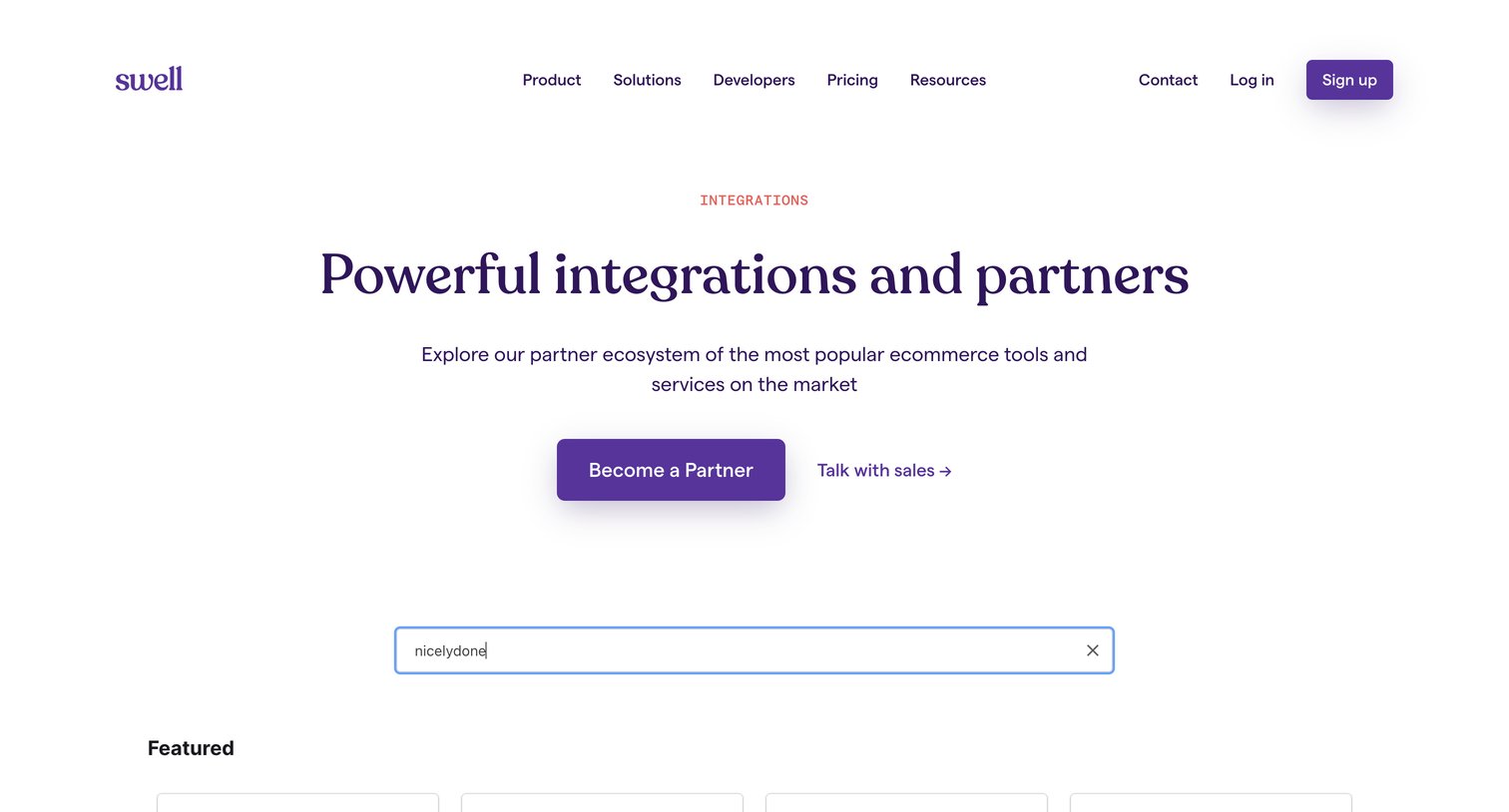 Swell - Find the right Swell Technology Partner screen