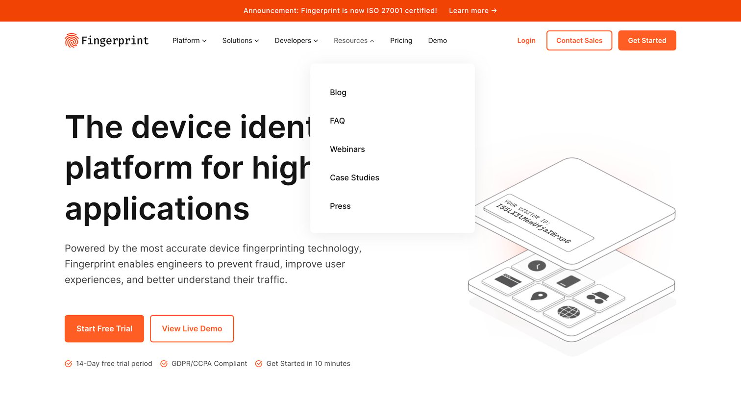 Fingerprint - Fingerprint Pro - Formerly FingerprintJS - Device fingerprinting screen