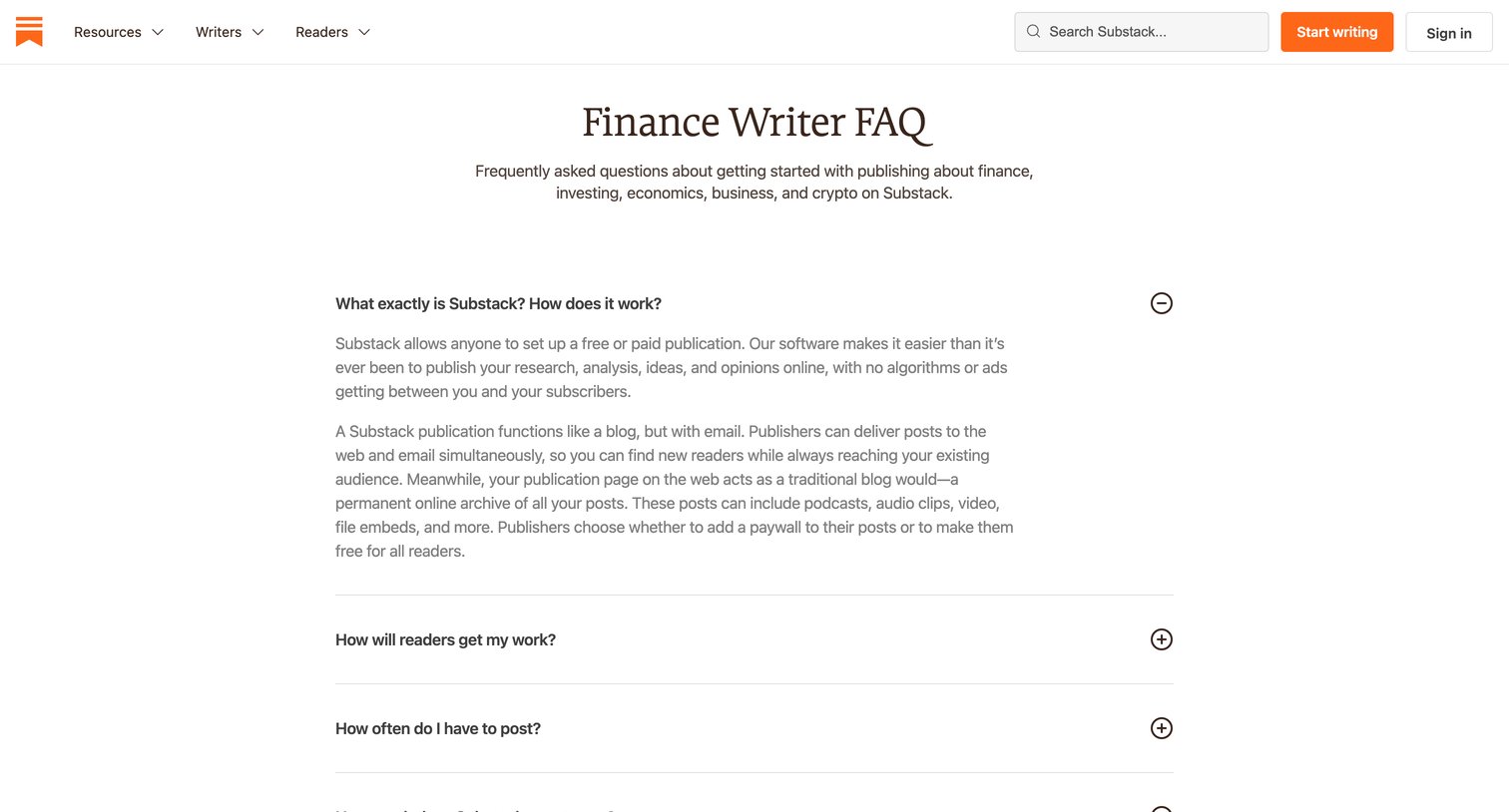 Substack - Substack for Investing and Business Writers screen