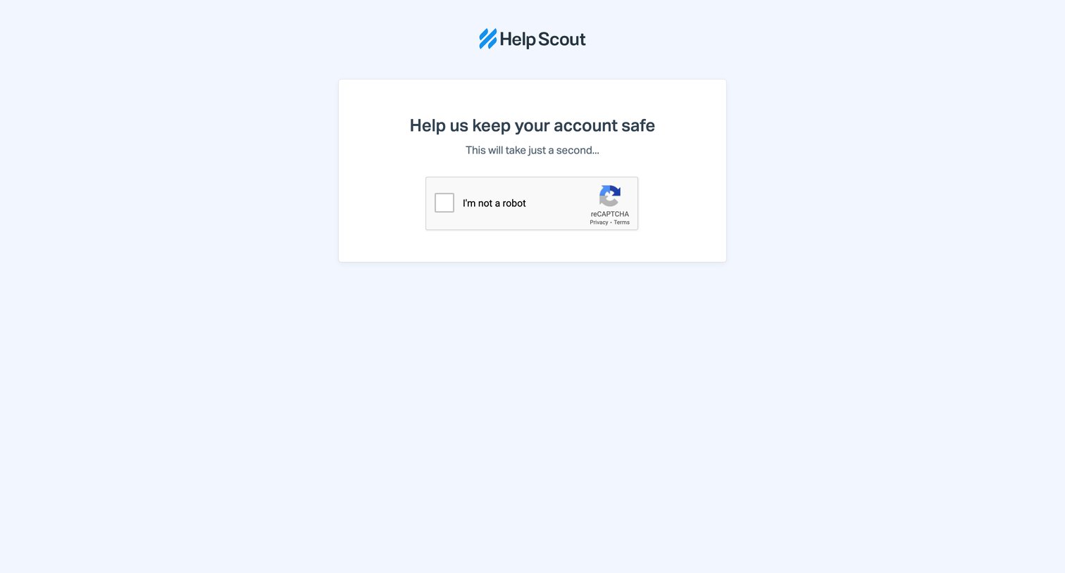 Help Scout - Help us keep your account safe screen