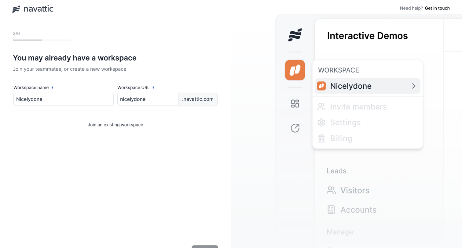 Navattic - Onboarding screen