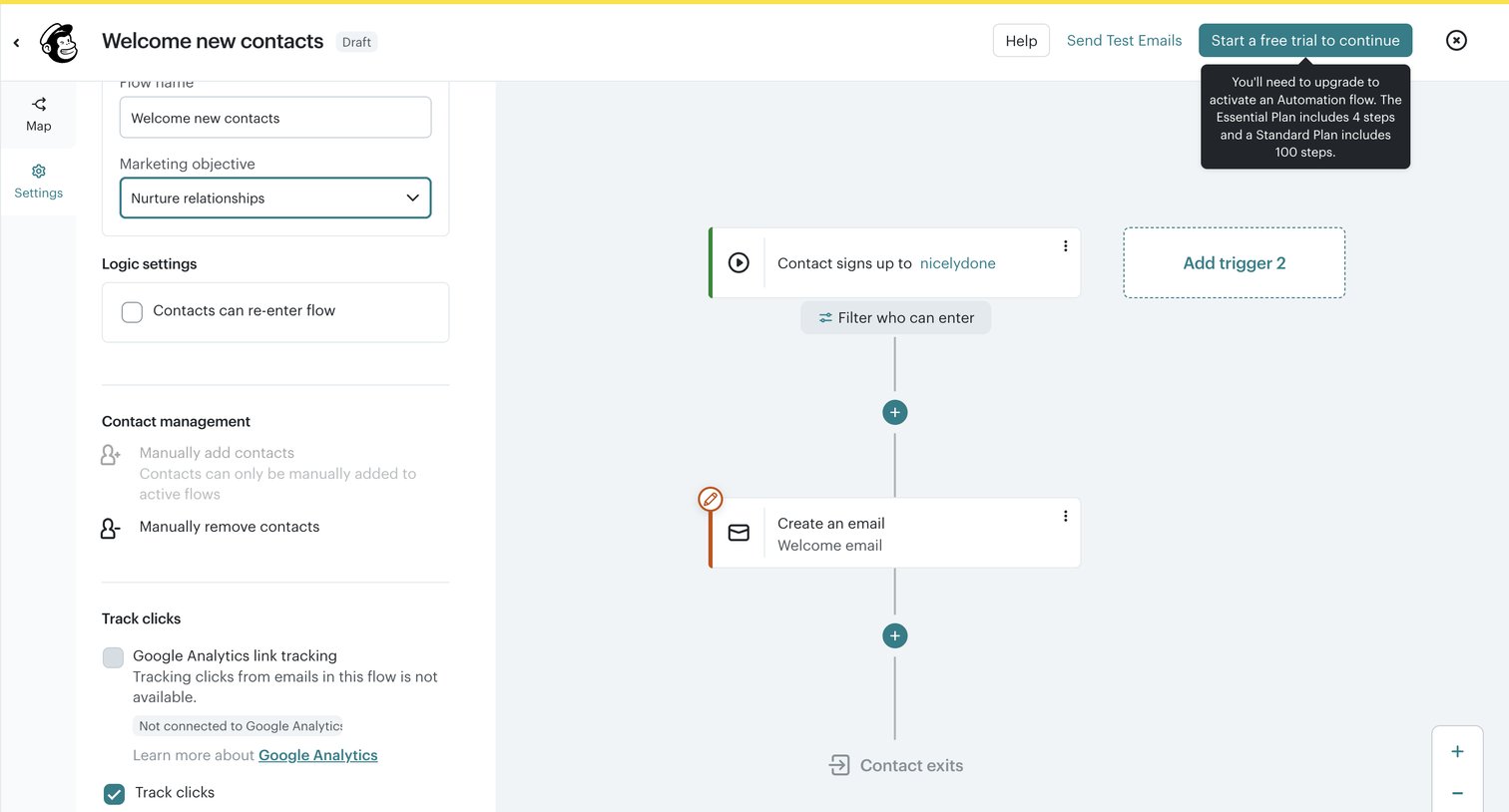 Mailchimp - Automation flows | Mailchimp screen
