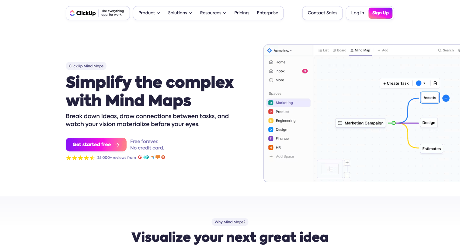 ClickUp - Mind Mapping Software | Map Your Ideas with ClickUp screen