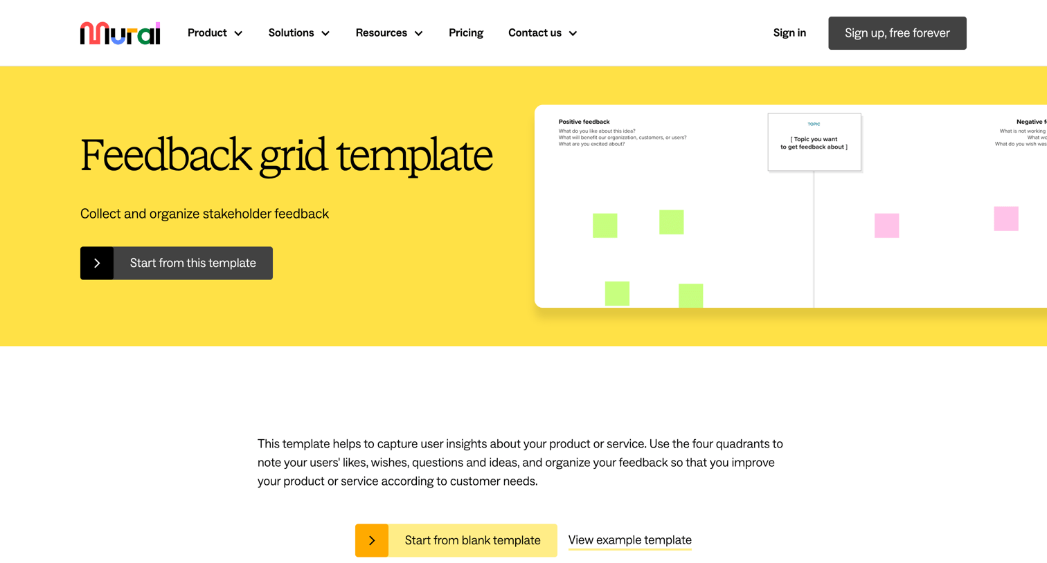 Mural - Feedback grid Template | Mural screen