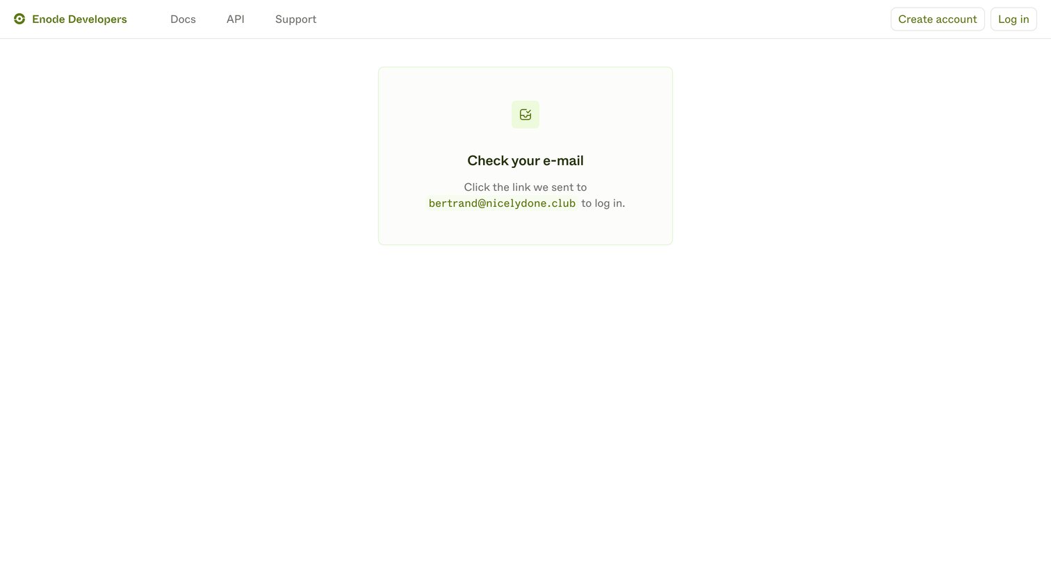 Enode - Enode Developers screen