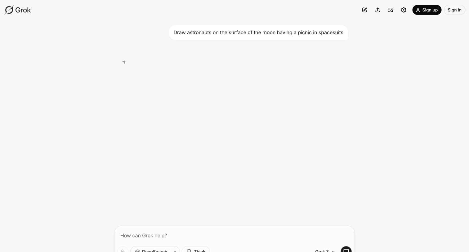 Grok - New conversation - Grok screen
