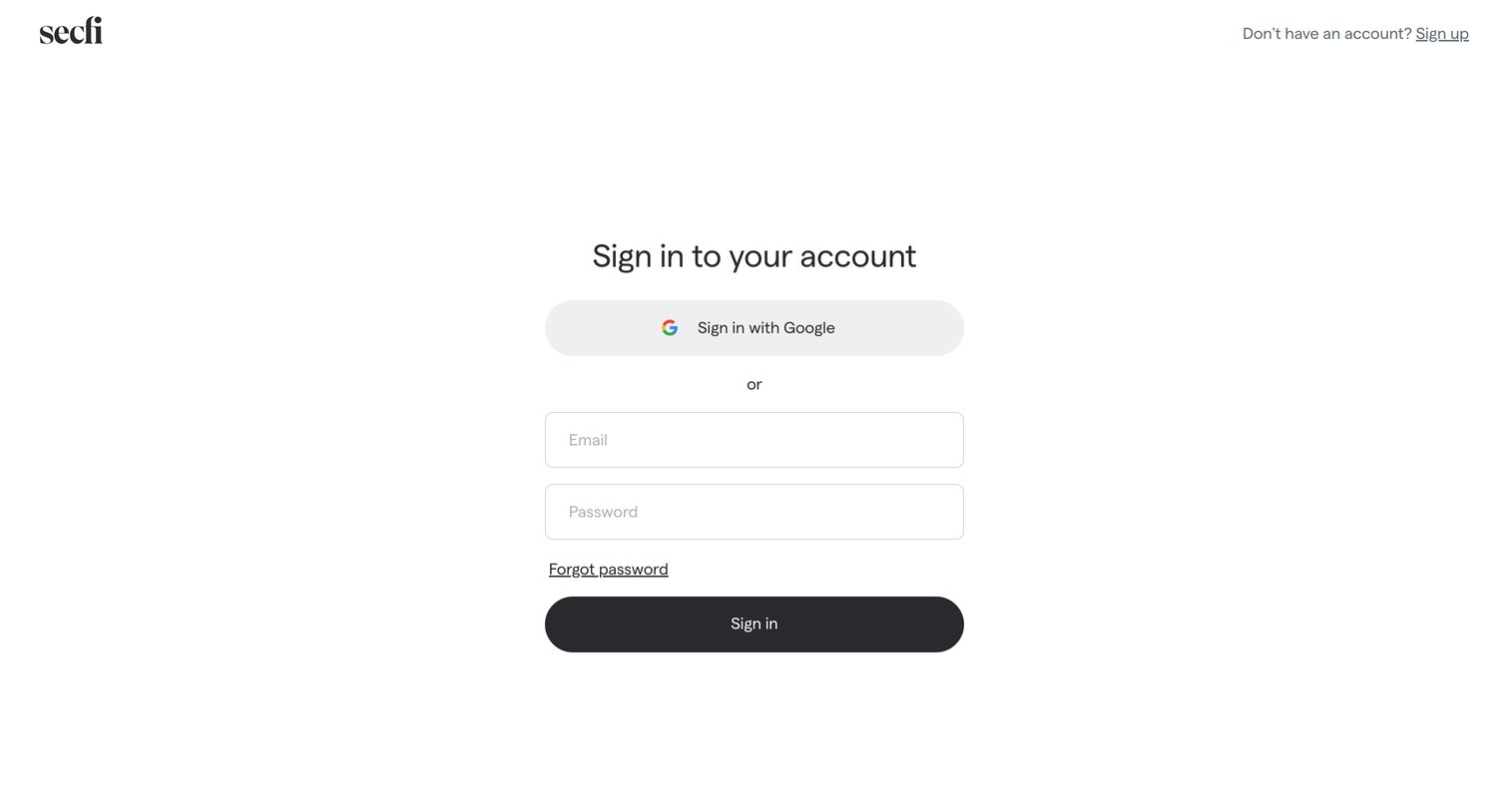 Secfi - Home | Secfi screen